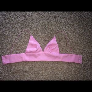 pink bustier style crop top